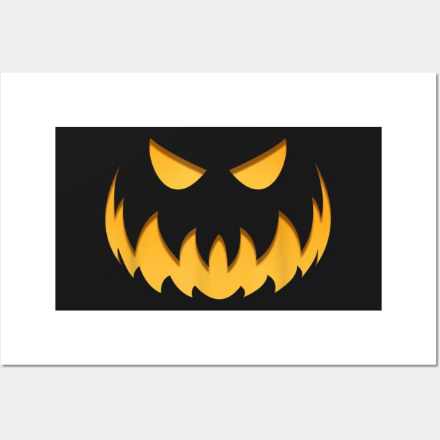 halloween scary evil pumpkin funny pumpkin head Wall Art by oemsanex